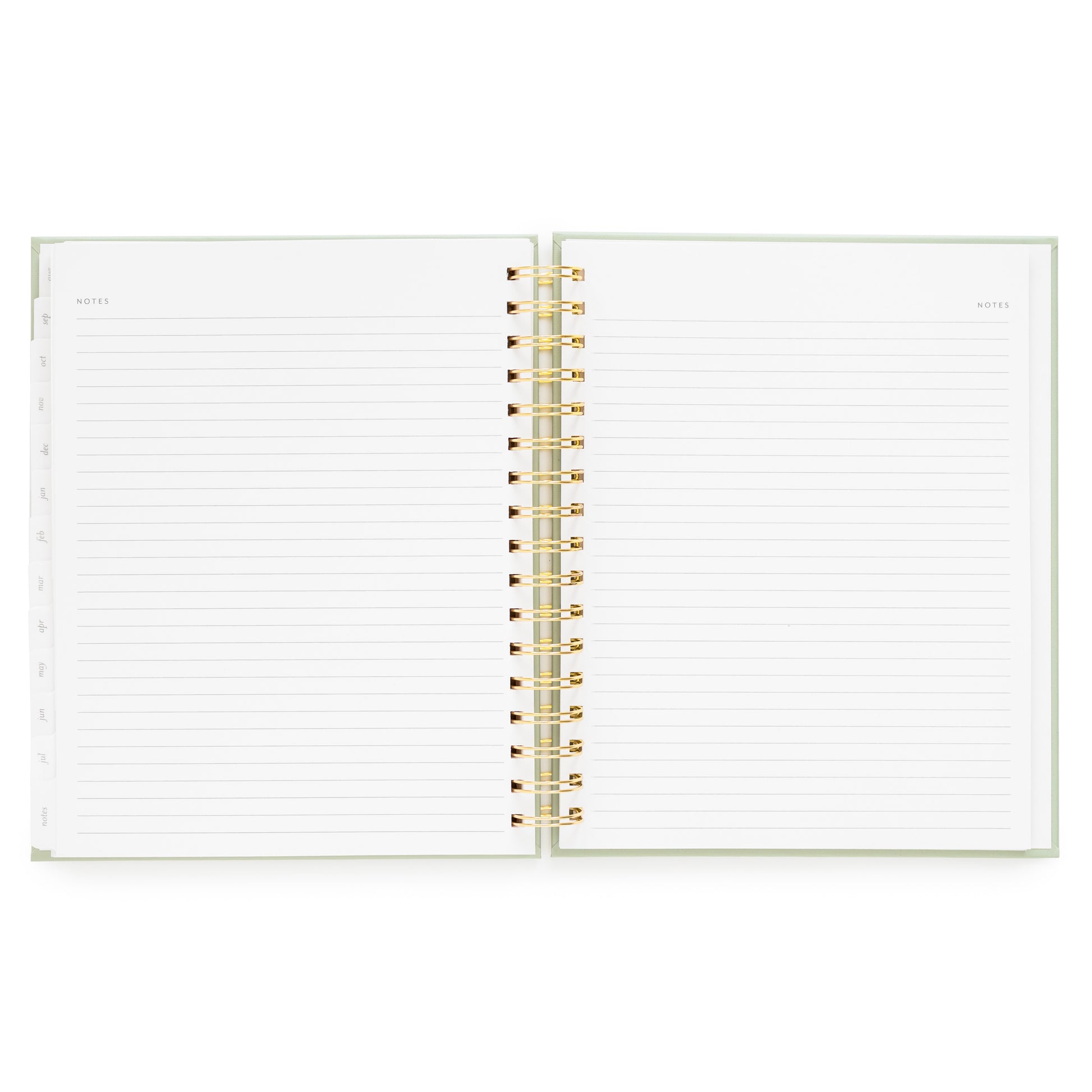 Open notes pages of academic spiral planner