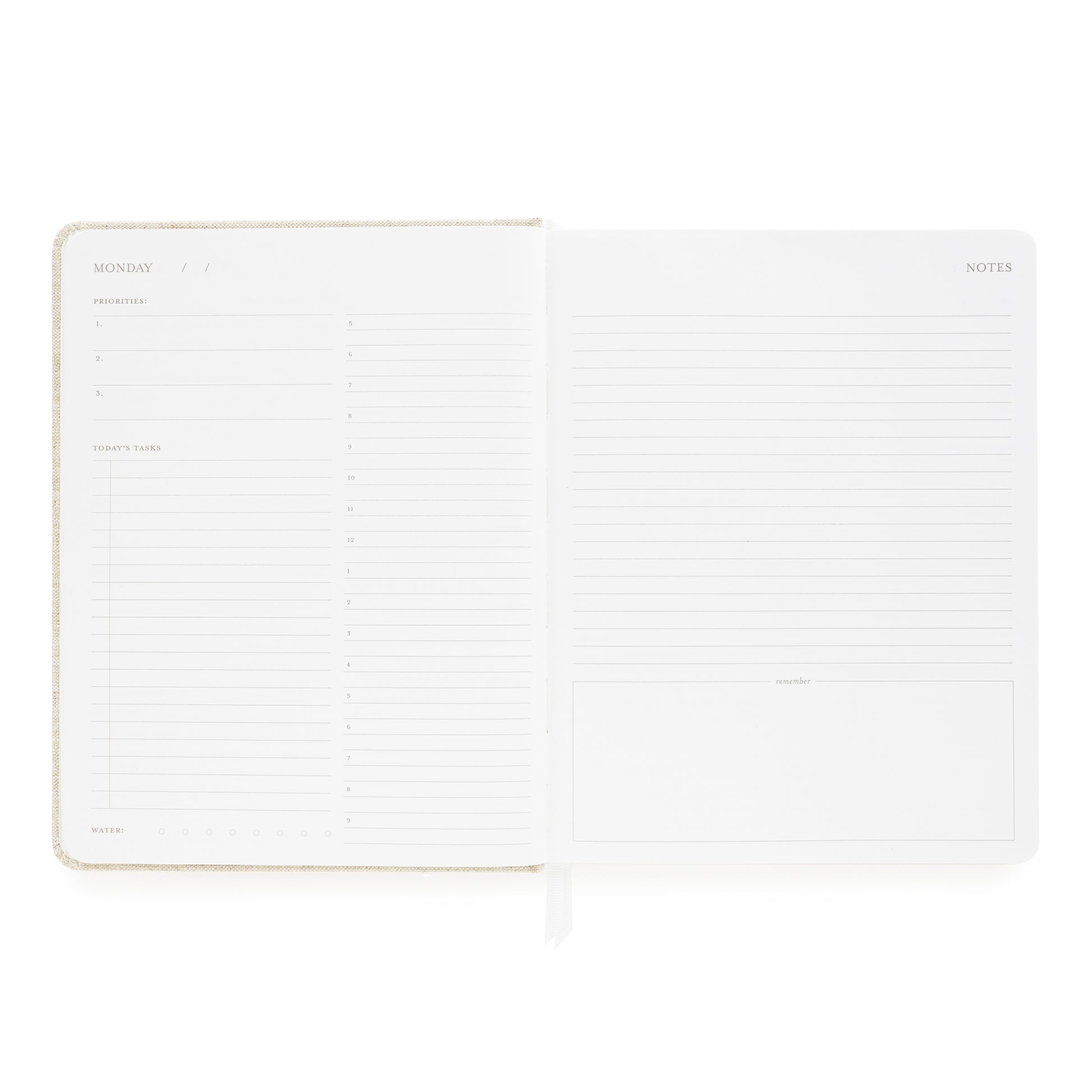 Daily planning page with prompts for priorities, tasks, and notes