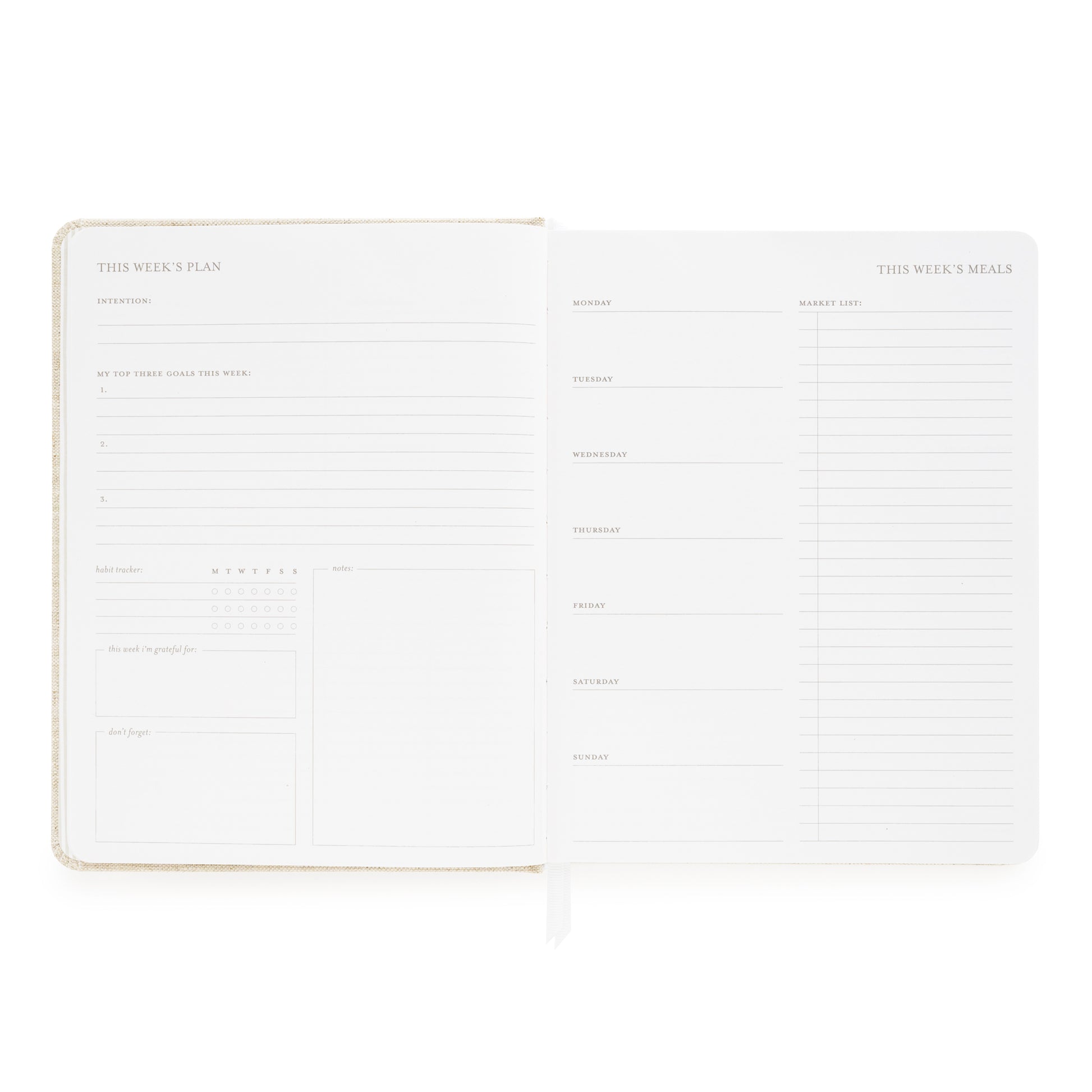 This Week's Plan Planning Page with prompts, space of each day of the week, and market list