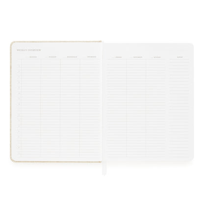 Weekly overview grid with space for each day of the week with timed hour slots