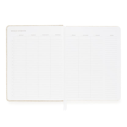 Weekly overview with space for each day of the week and hourly timed slots