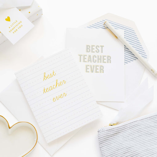 Card with 'Best Teacher Ever' text on a white background