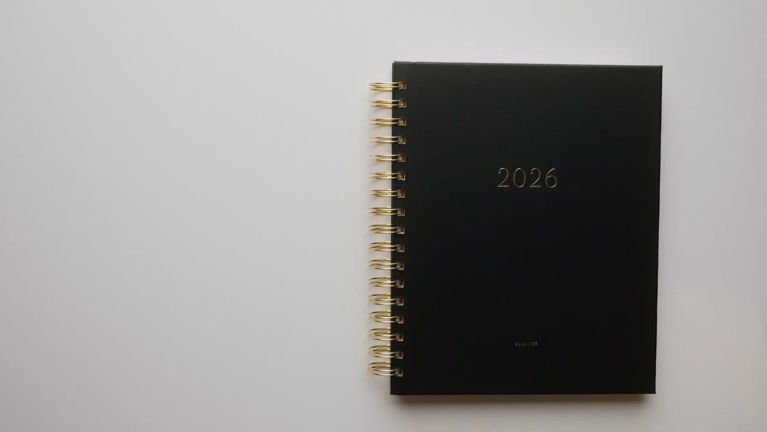 Interior of black 2026 signature spiral planner