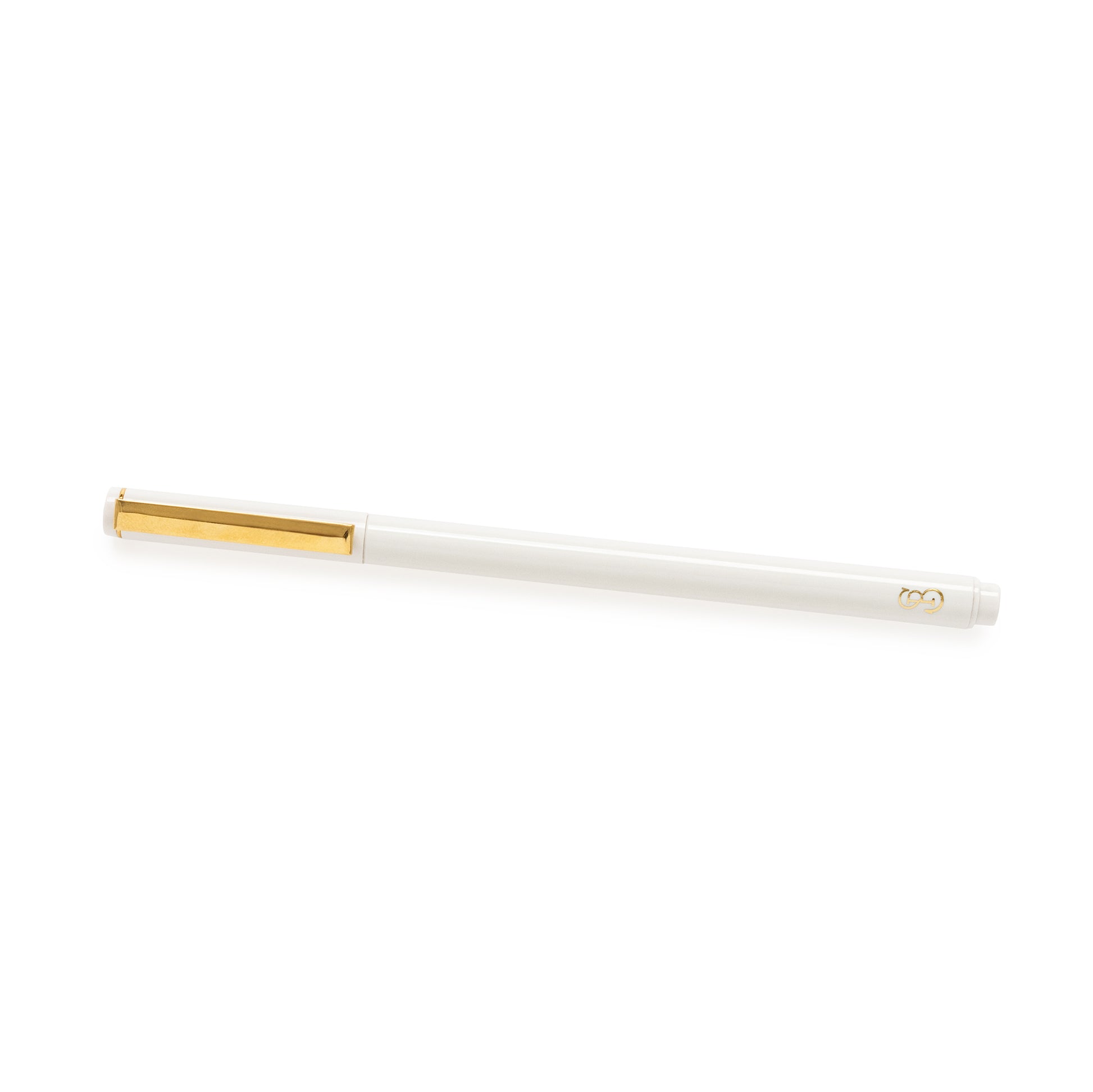White Gloss Felt Tip Pen with Gold Clip