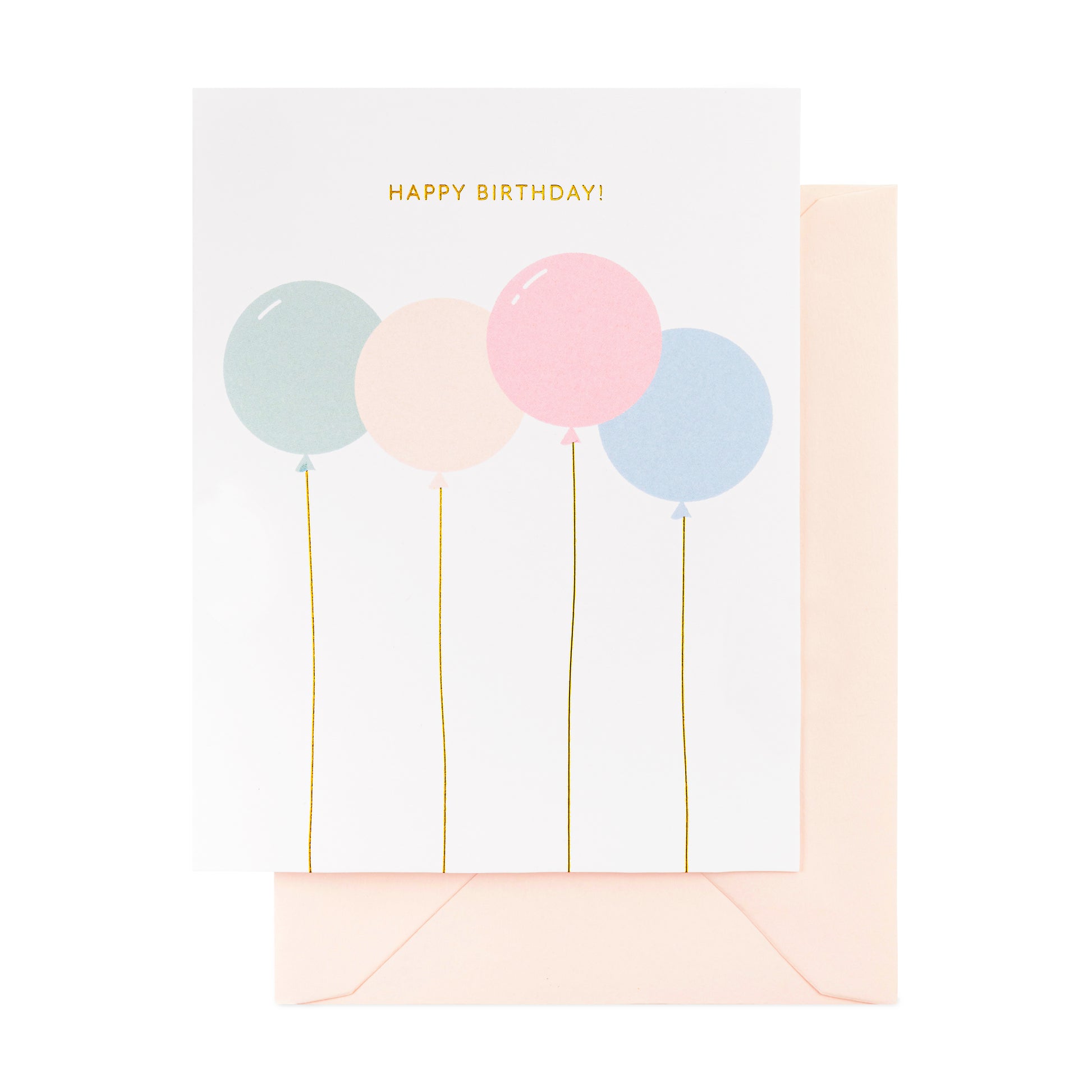 Colorful Balloons printed with Happy Birthday and paired a pink envelope