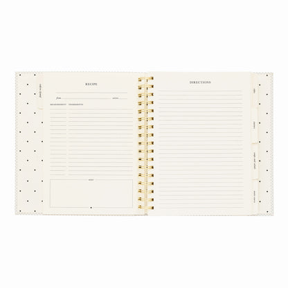 Interior of recipe book with ingredients and directions