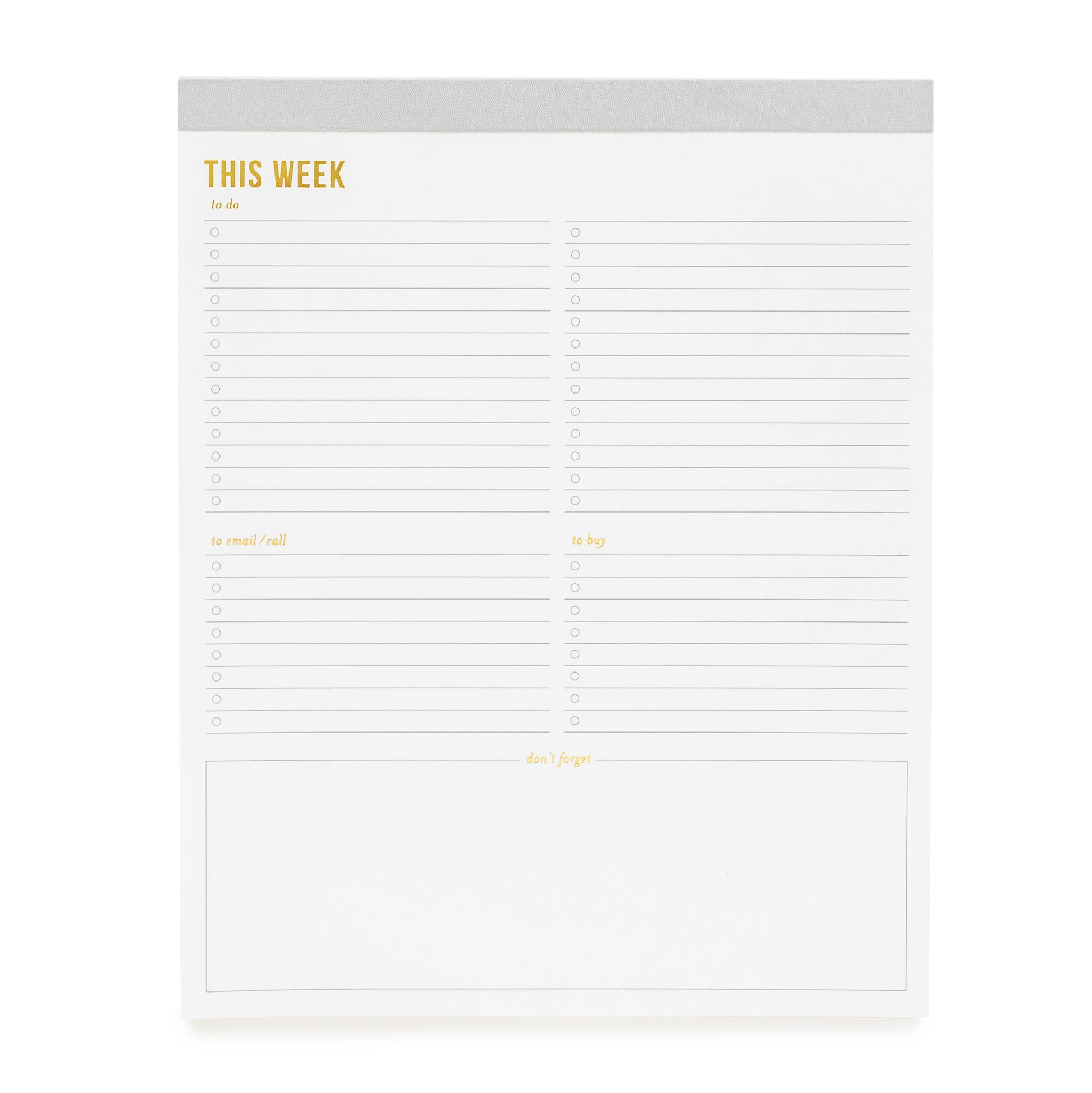 Large grey this week planning pad with grey binding