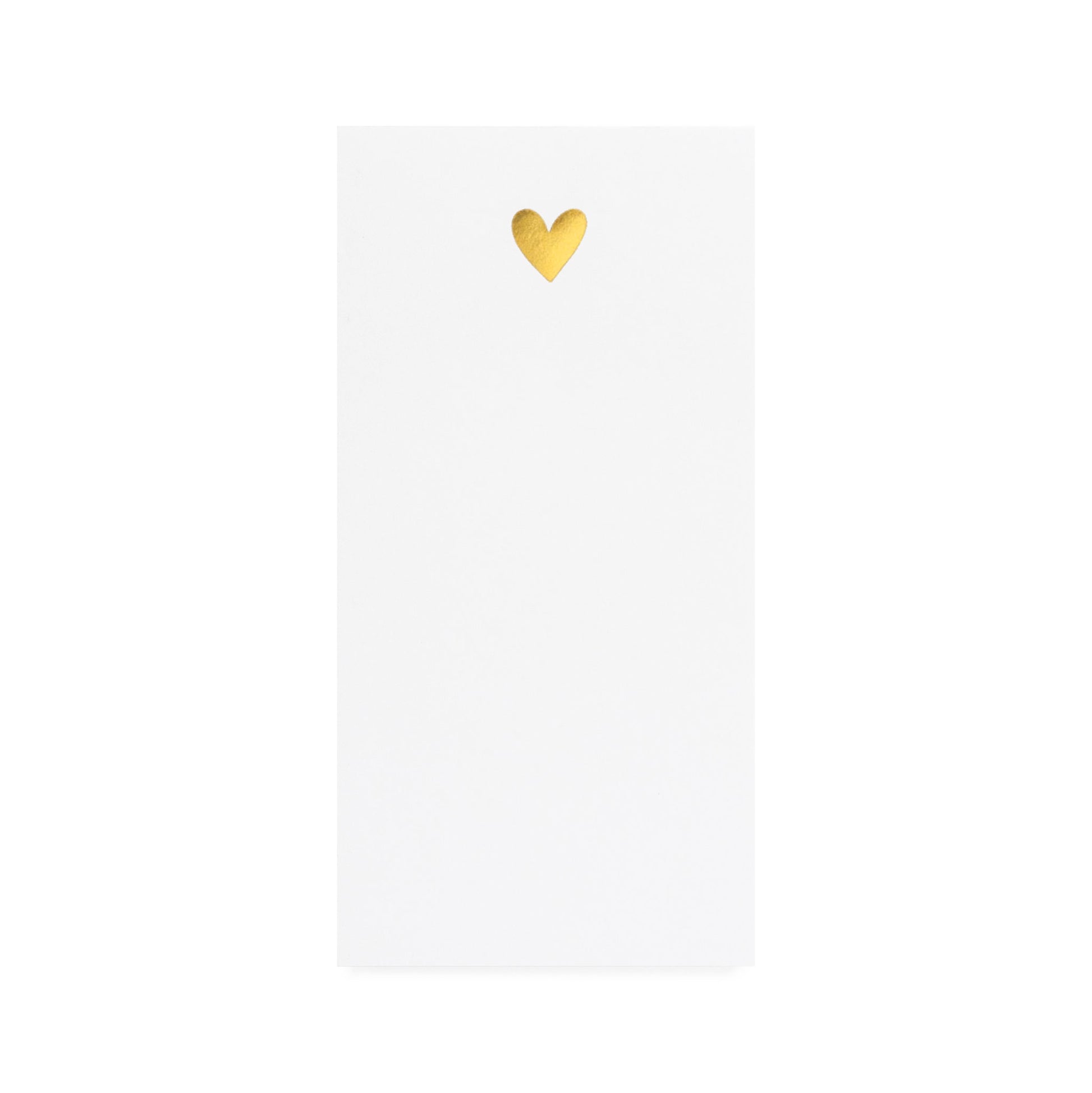 White long notepad with gold foil heart