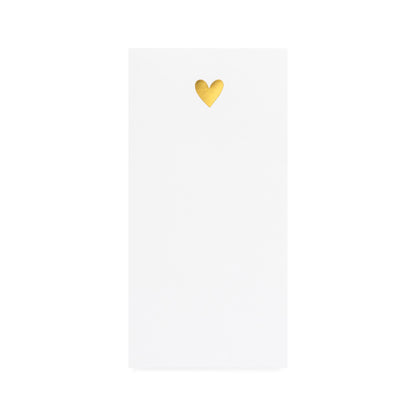White long notepad with gold foil heart