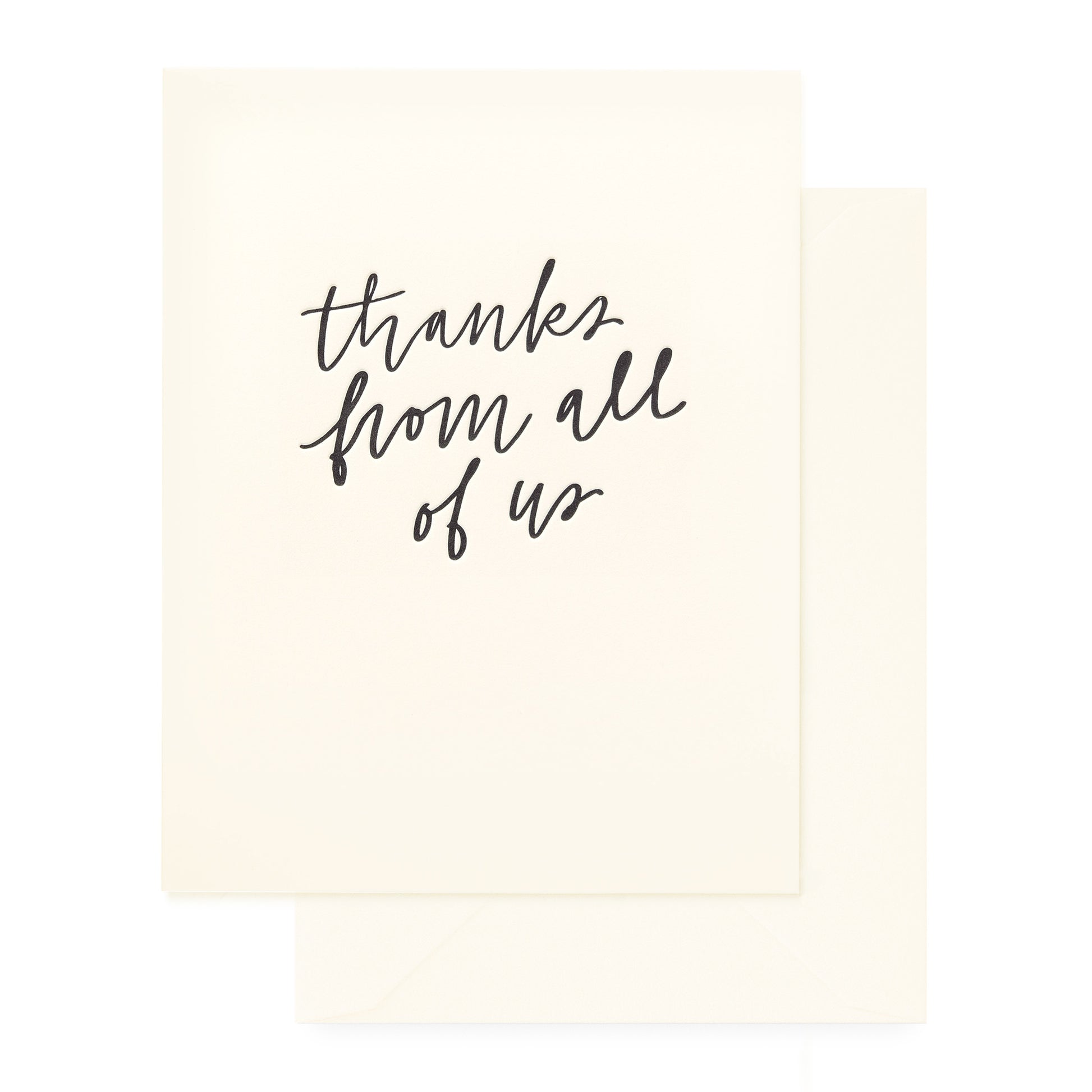 cream card with black text and cream envelope